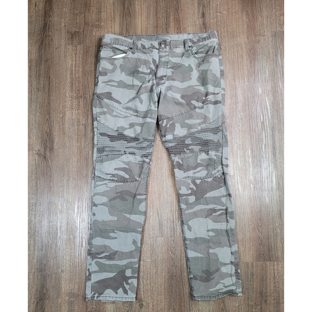 True Religion Geno Moto Pants Mens 44 Camo Ripstop Relaxed Slim Biker Military